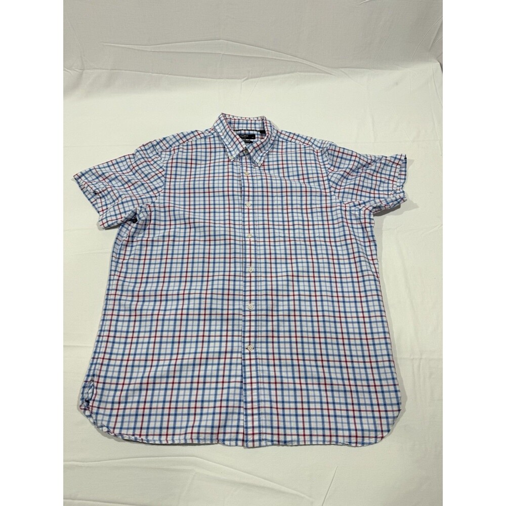 Cremieux Classics Supima Cotton Short Sleeve Plaid Button Up Large L